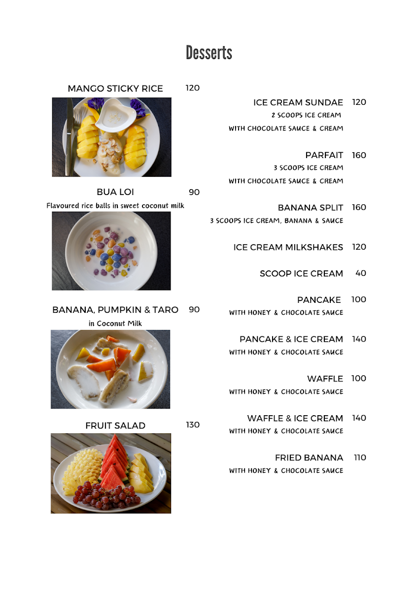Malina's Kitchen Photo Menu 1