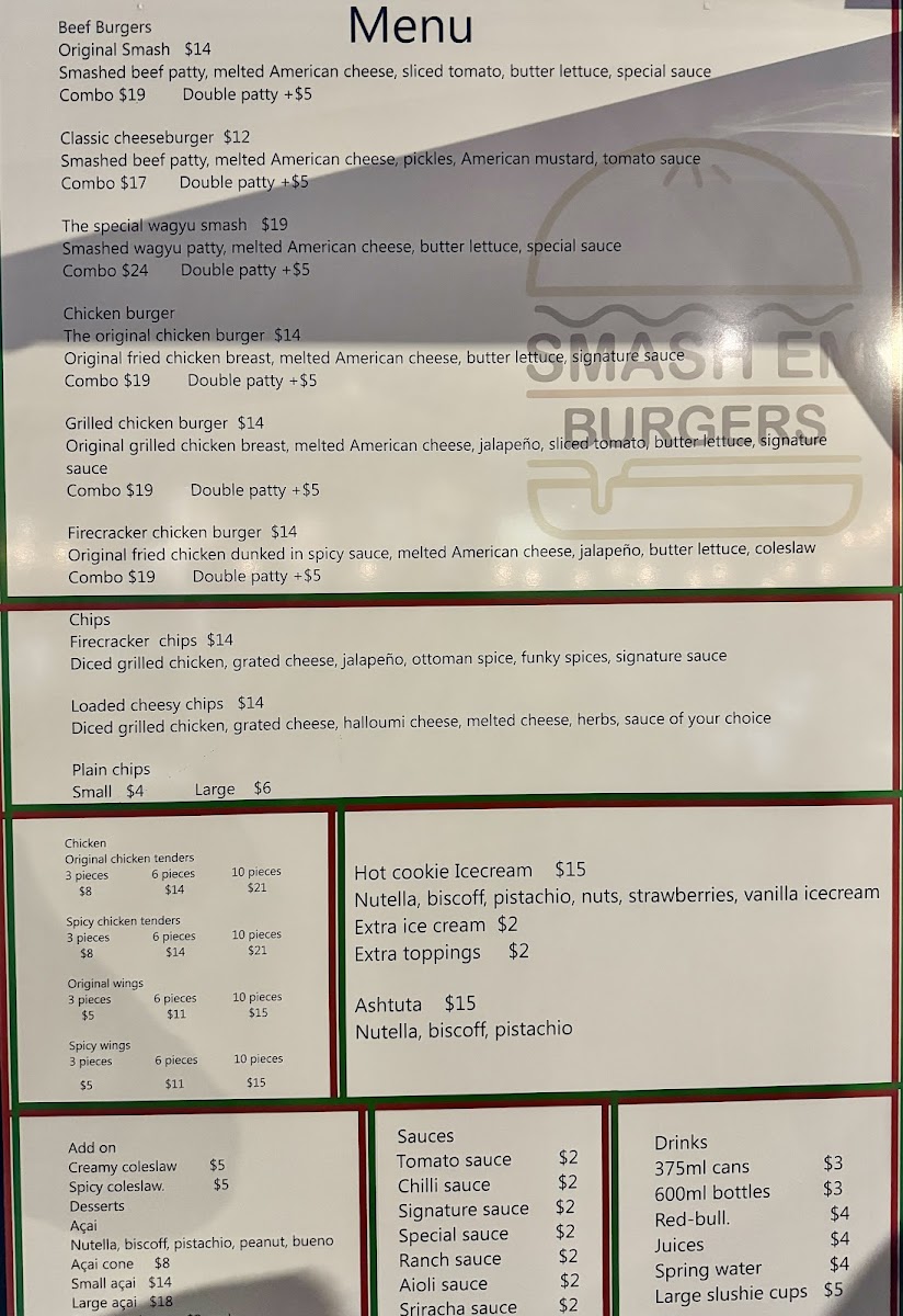 Smash Em Burgers Photo Menu 1
