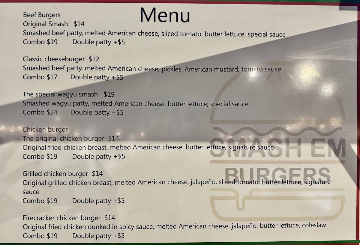 Smash Em Burgers Photo Menu 3