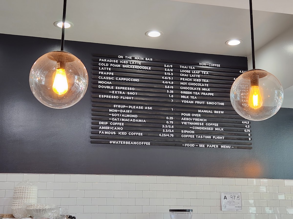Waterbean Coffee Photo Menu 1