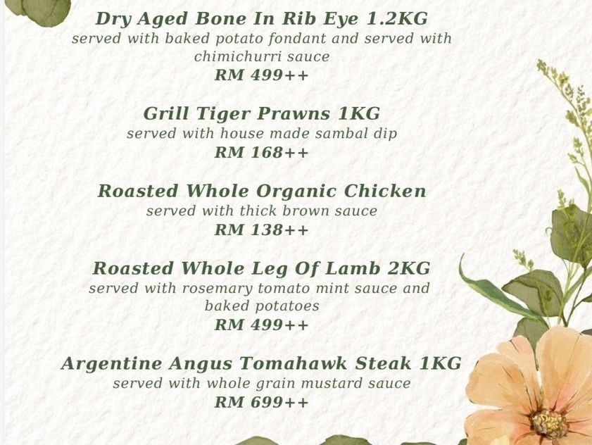 Pampas Reserve Steakhouse at Suasana Bukit Ceylon Photo Menu 3