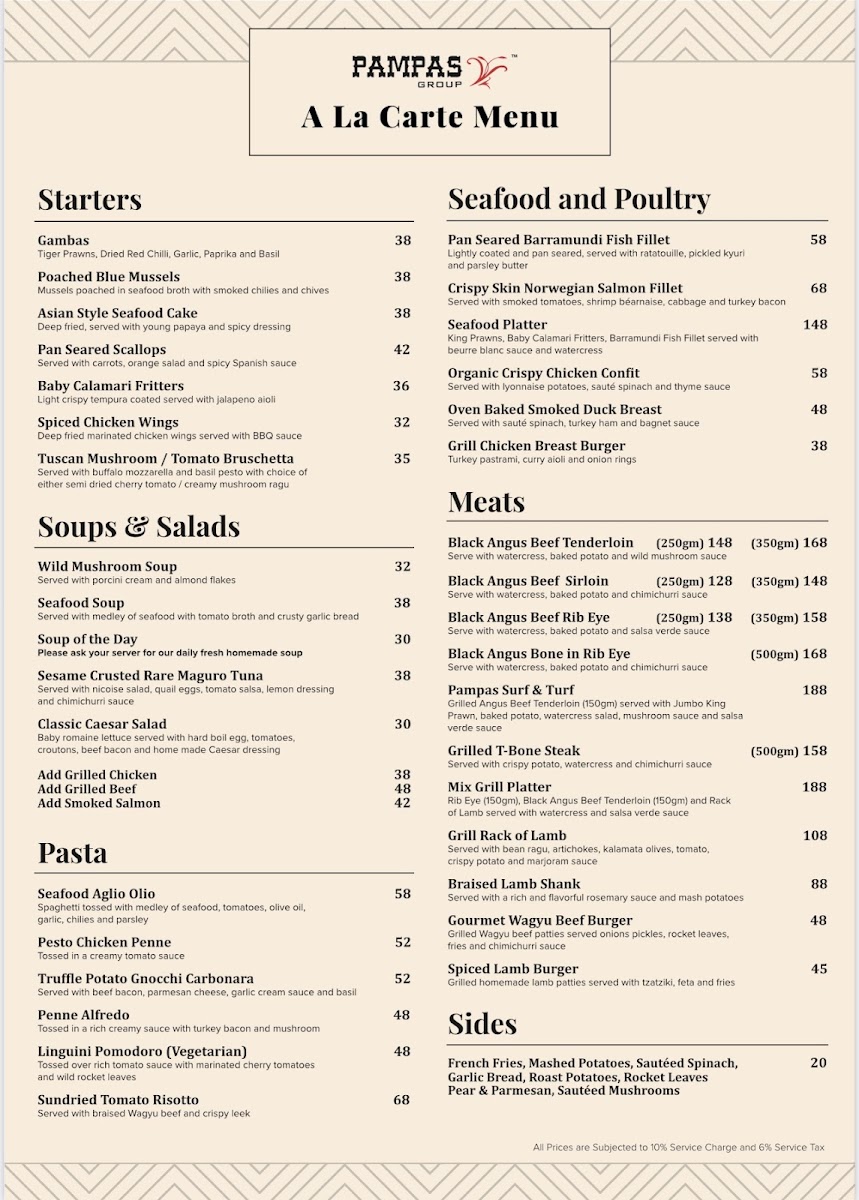 Pampas Reserve Steakhouse at Suasana Bukit Ceylon Photo Menu 4