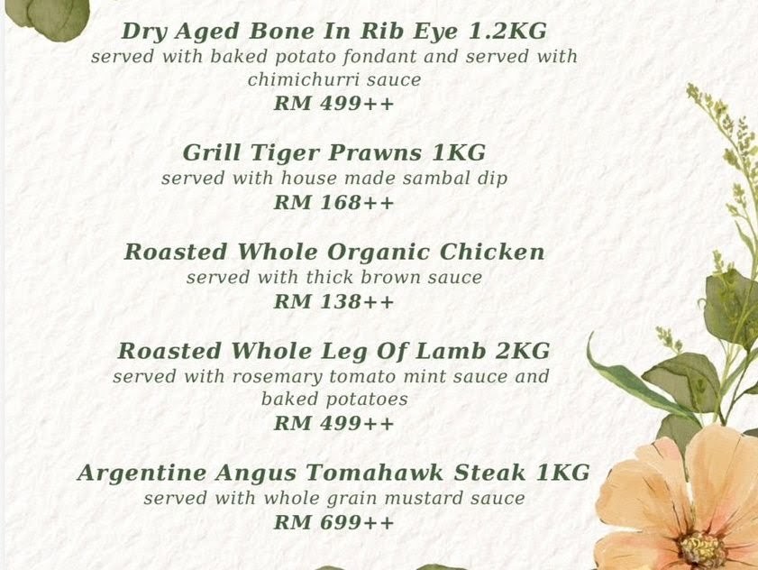 Pampas Reserve Steakhouse at Suasana Bukit Ceylon Photo Menu 8