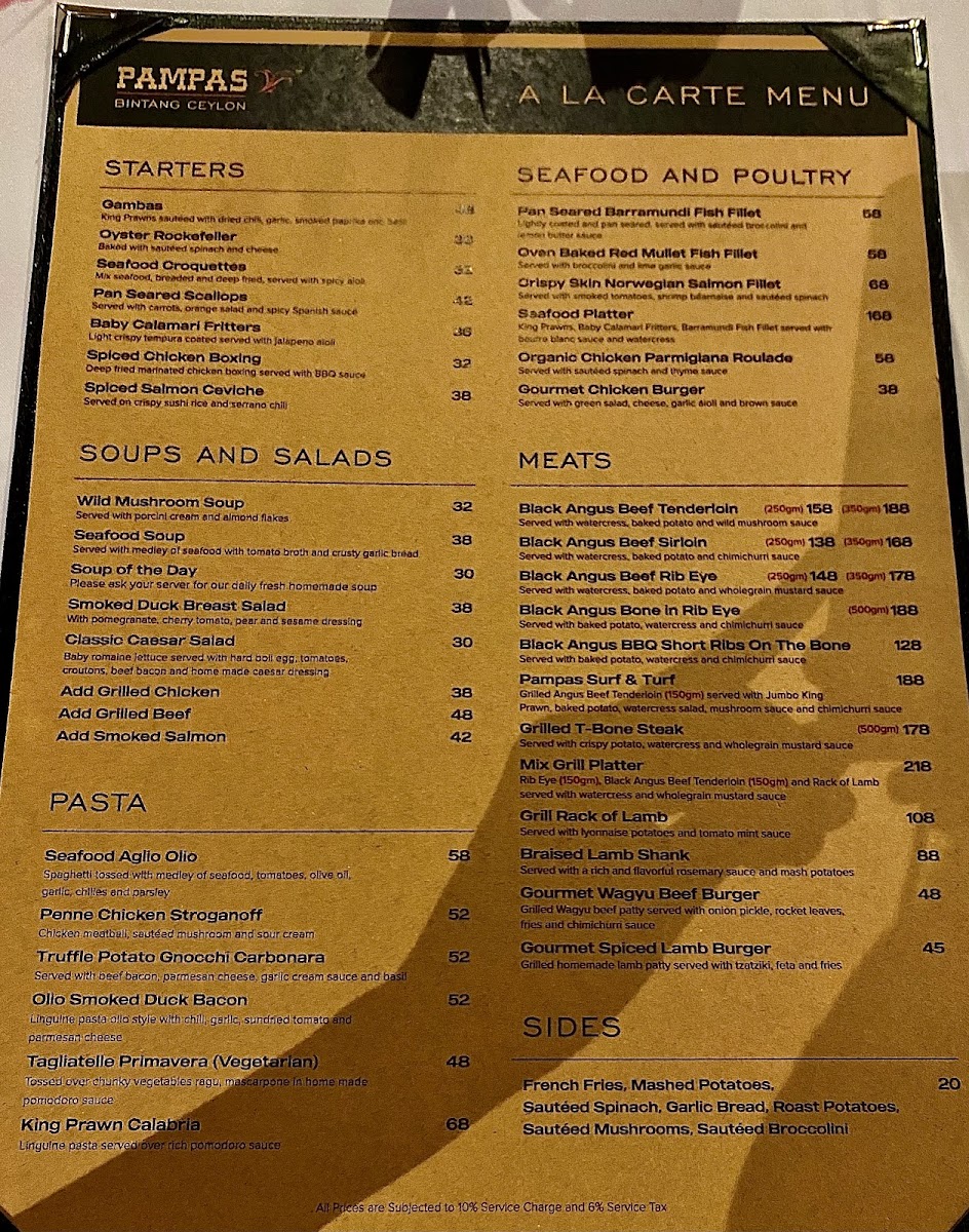 Pampas Reserve Steakhouse at Suasana Bukit Ceylon Photo Menu 9