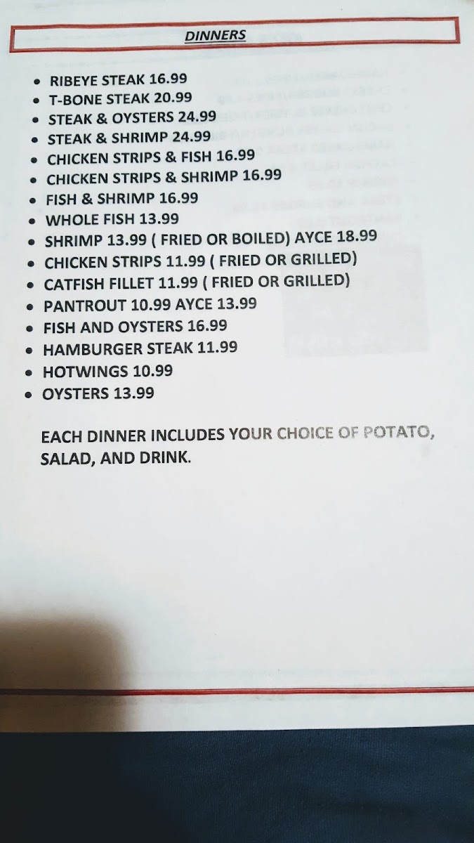 Farplace Family Restaurant Photo Menu 2
