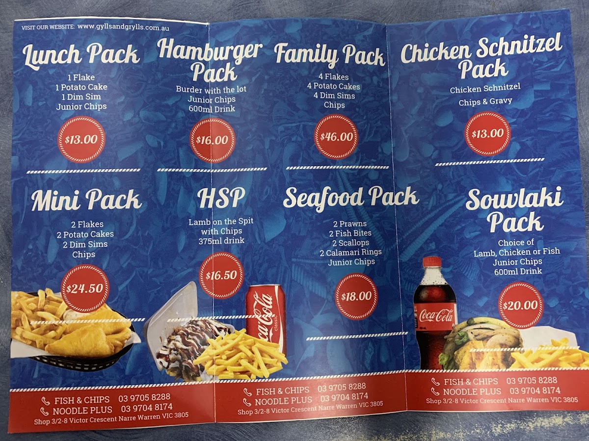 Gylls & Grylls Fish & Chippery Narre Warren Photo Menu 2