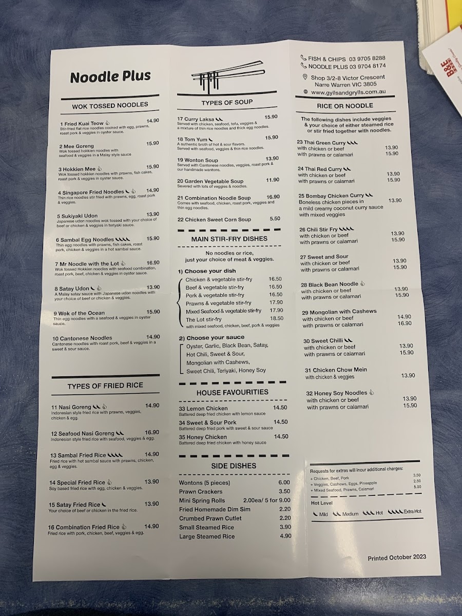 Gylls & Grylls Fish & Chippery Narre Warren Photo Menu 4