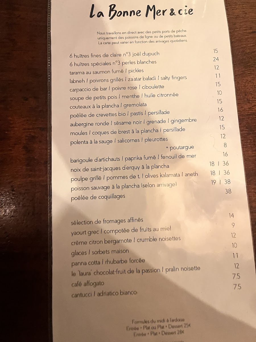 La Bonne Mer Photo Menu 1