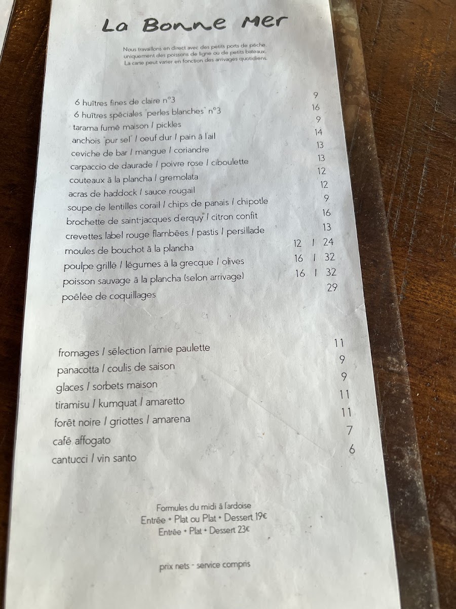 La Bonne Mer Photo Menu 10