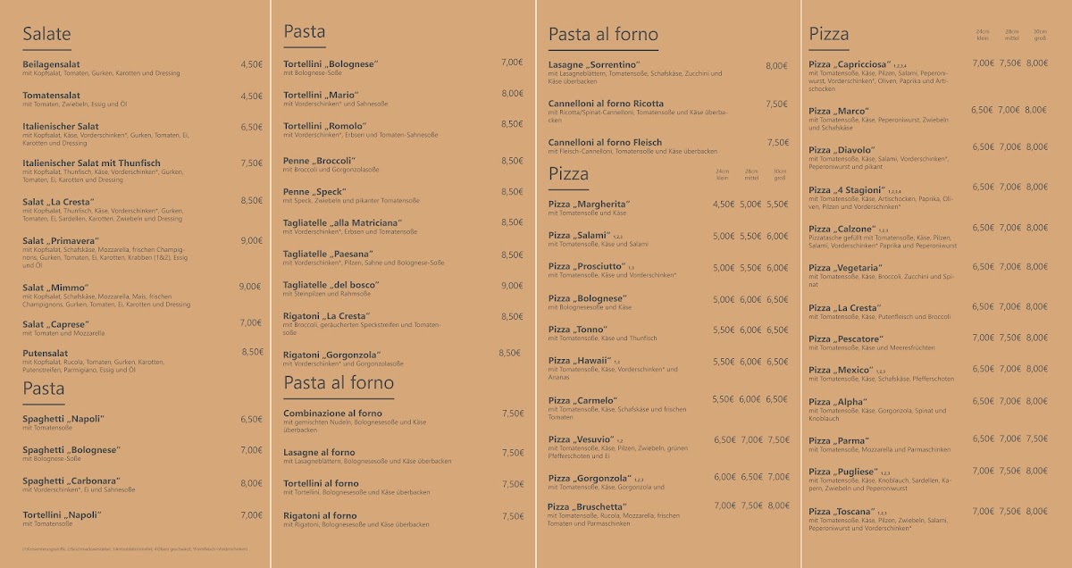Pizzeria la Cresta Photo Menu 2