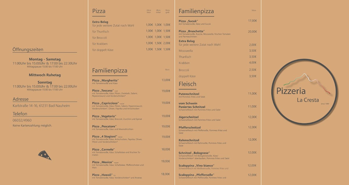 Pizzeria la Cresta Photo Menu 3