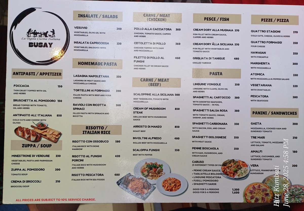 La Tegola Busay Photo Menu 1