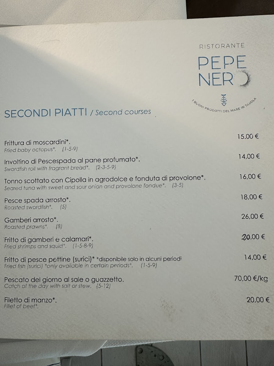 Pepe Nero Photo Menu 1
