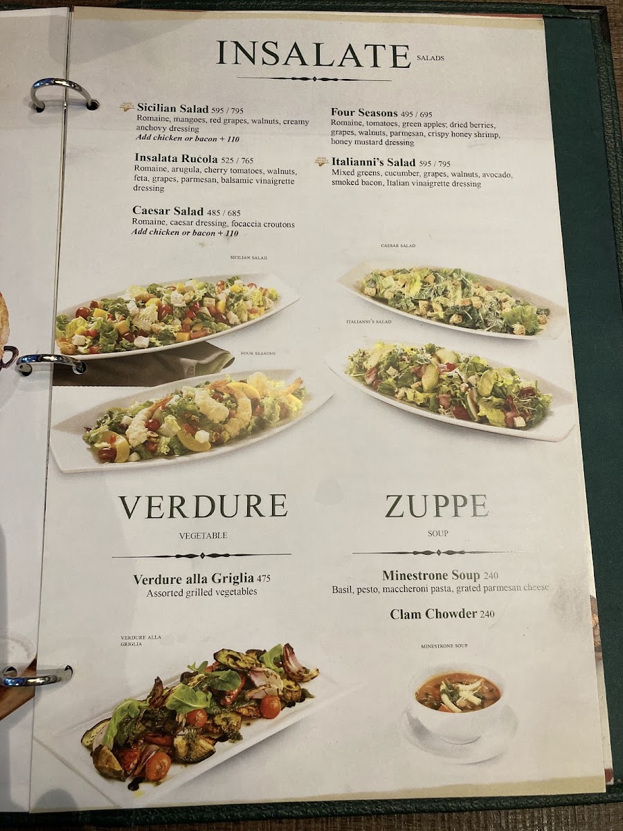 Italianni's Restaurant Photo Menu 1