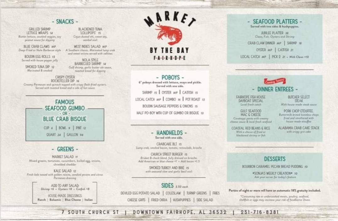 Market by the Bay, Fairhope Photo Menu 1