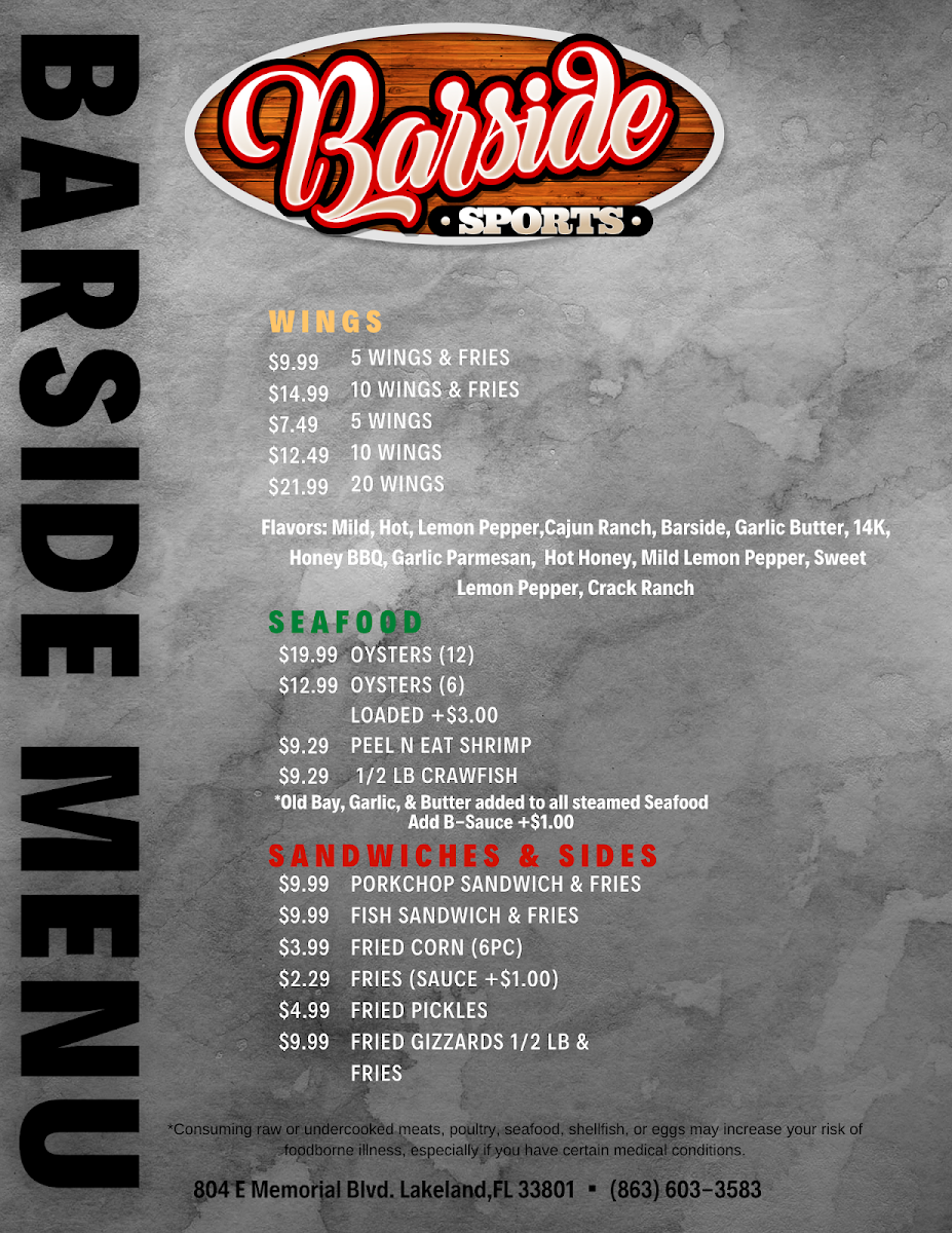Barside Sports Photo Menu 1