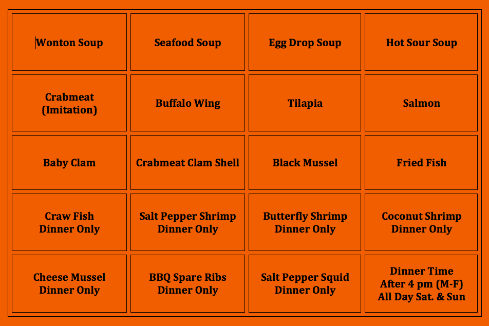 Feast Buffet Photo Menu 1