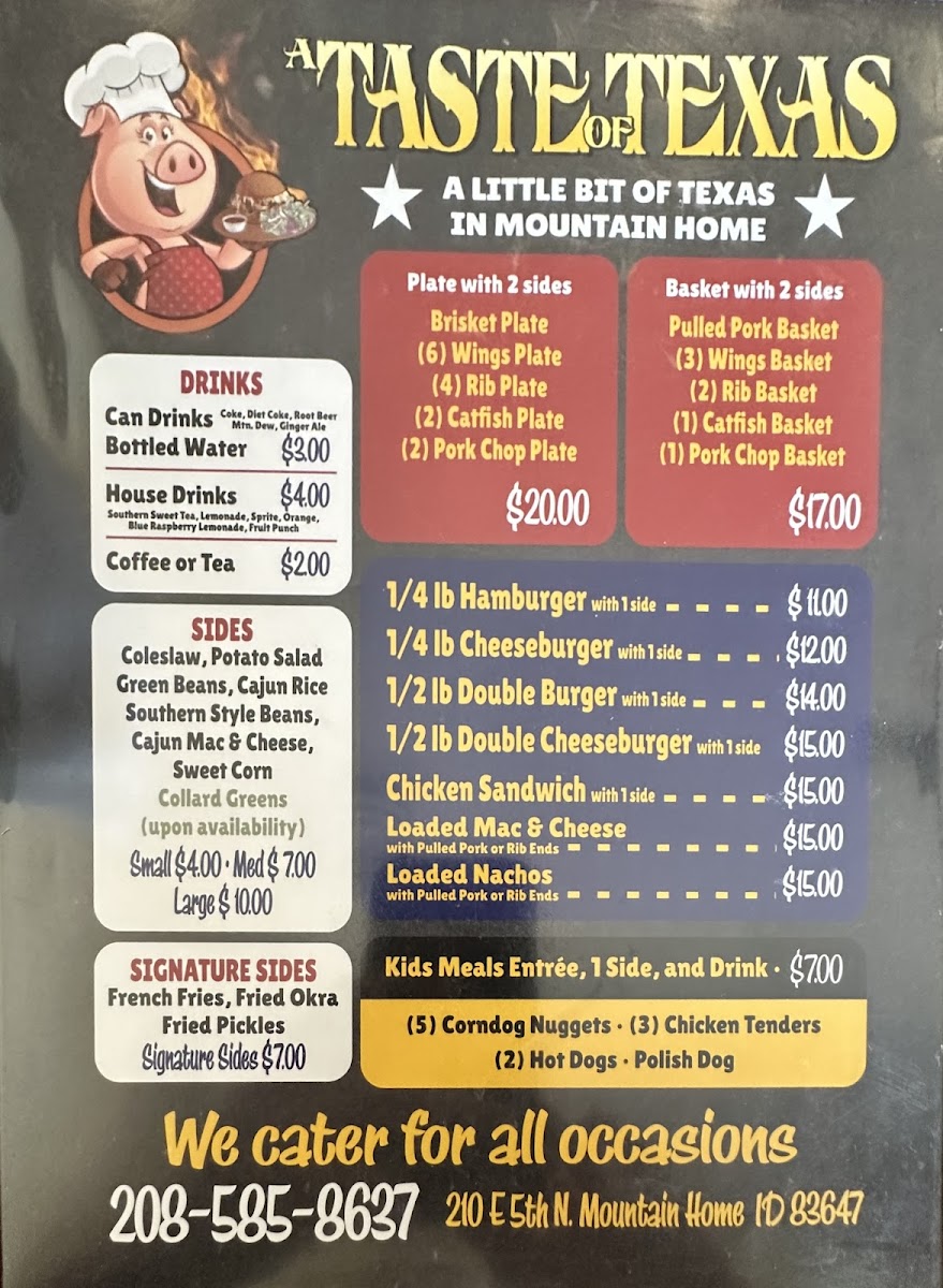 A Taste of Texas Photo Menu 1