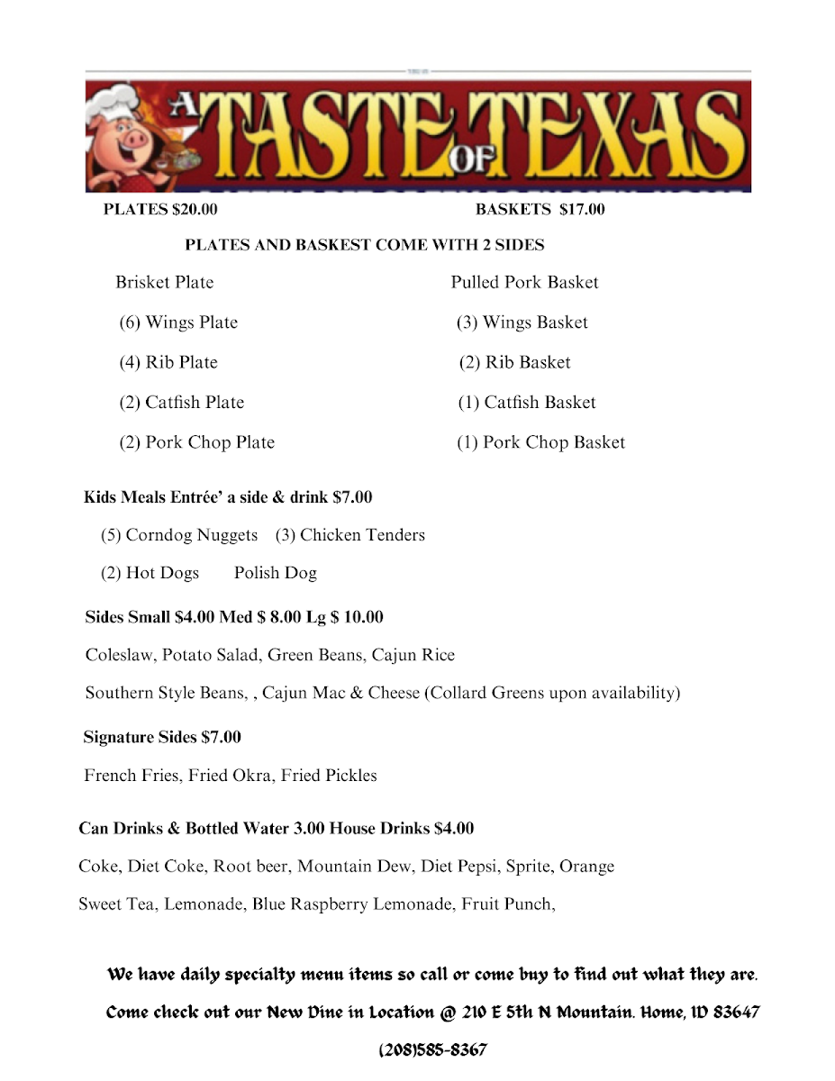 A Taste of Texas Photo Menu 4