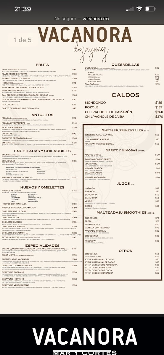 Vacanora Restaurante Photo Menu 2