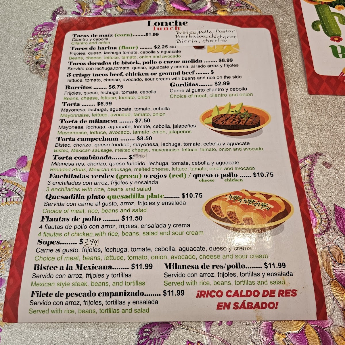 Restaurant La Mexicanita Photo Menu 1