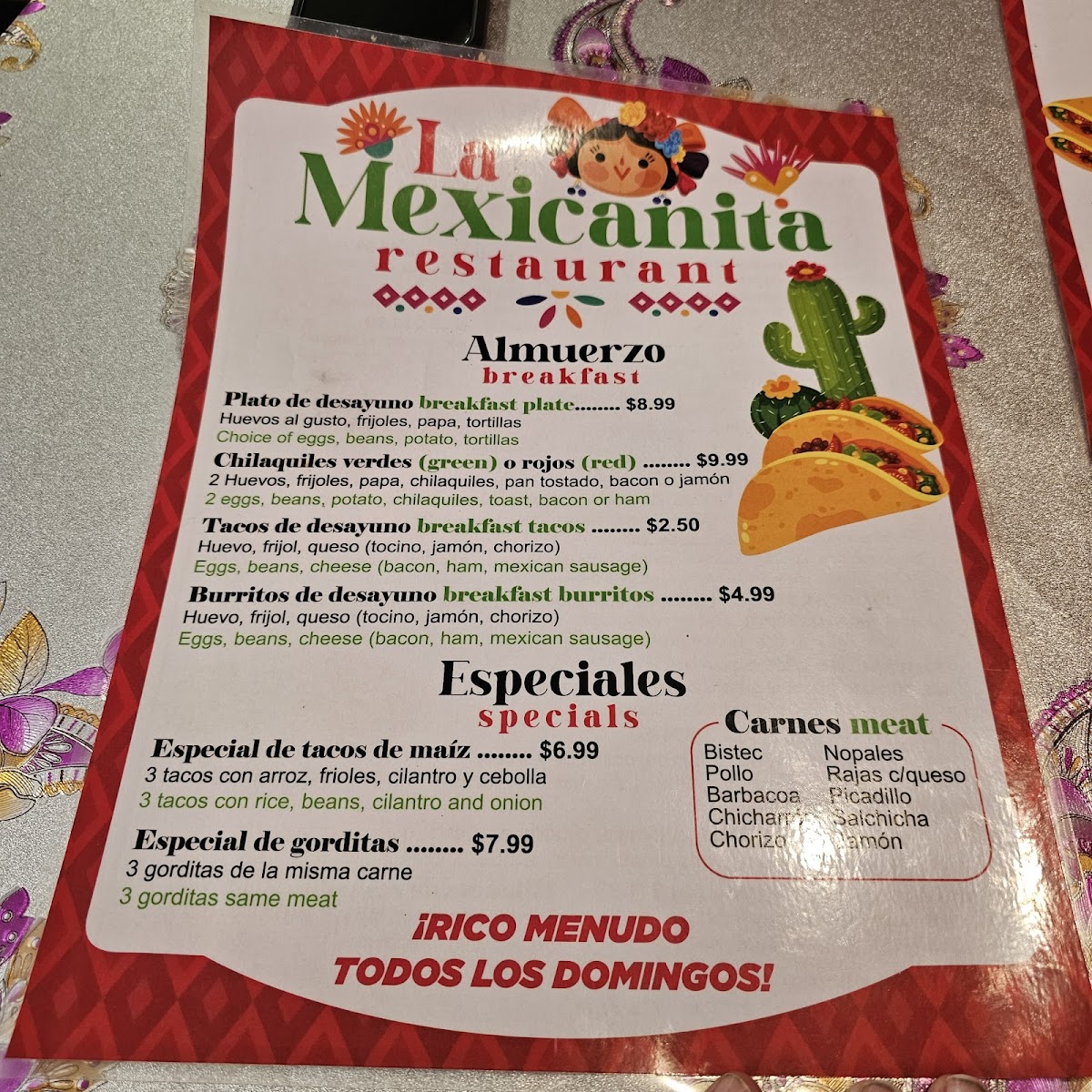 Restaurant La Mexicanita Photo Menu 2