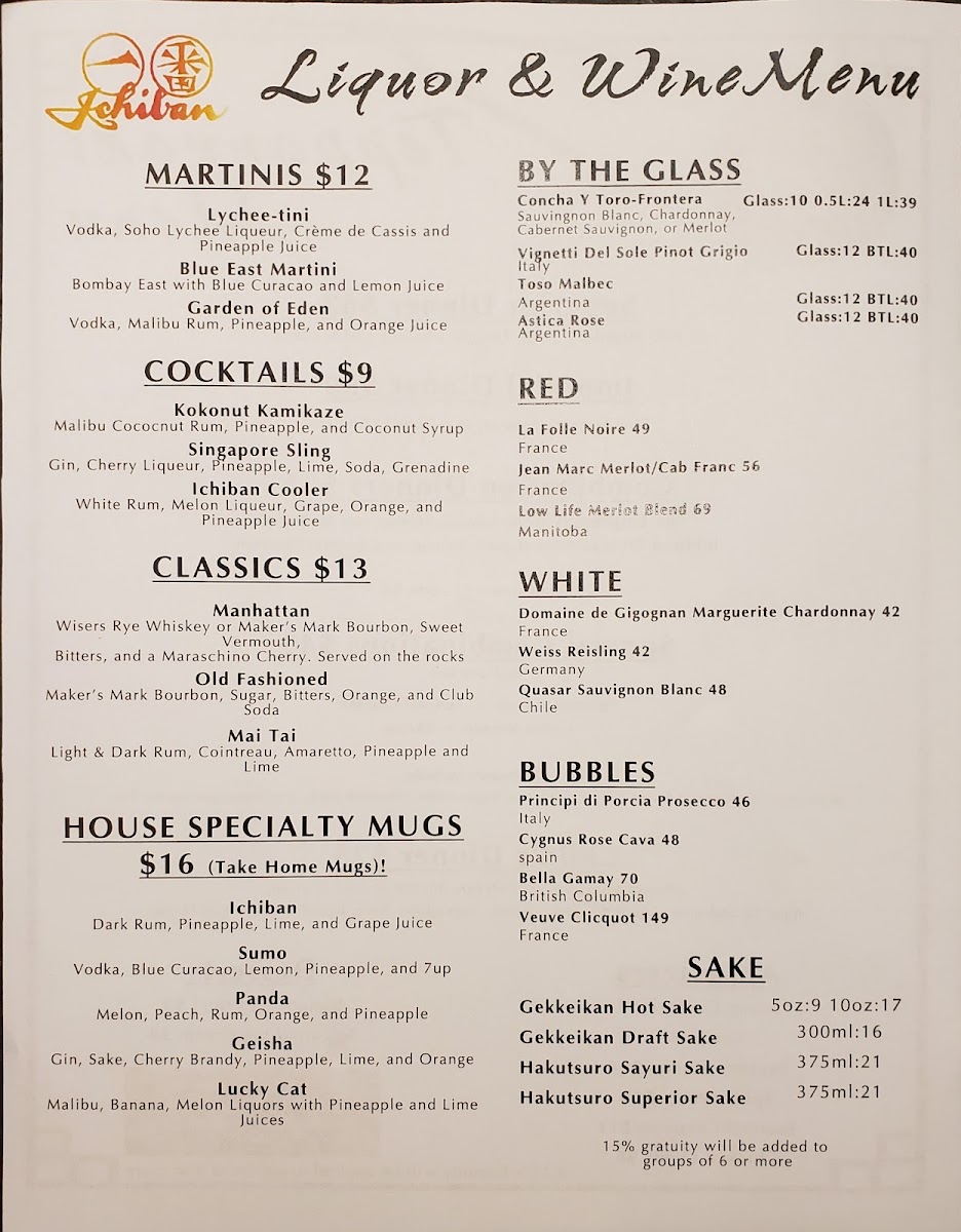 Ichiban Japanese Steakhouse & Pub Photo Menu 2