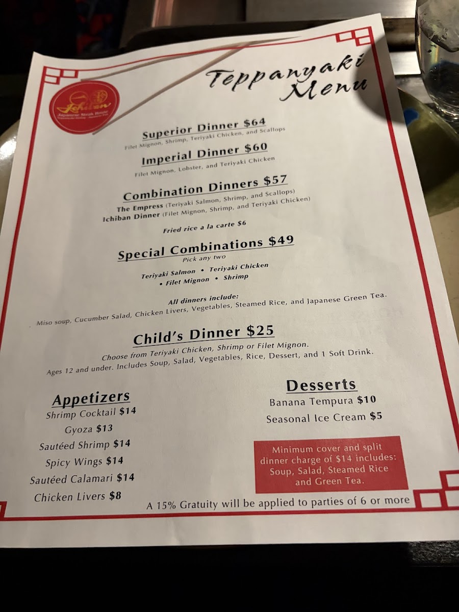 Ichiban Japanese Steakhouse & Pub Photo Menu 3