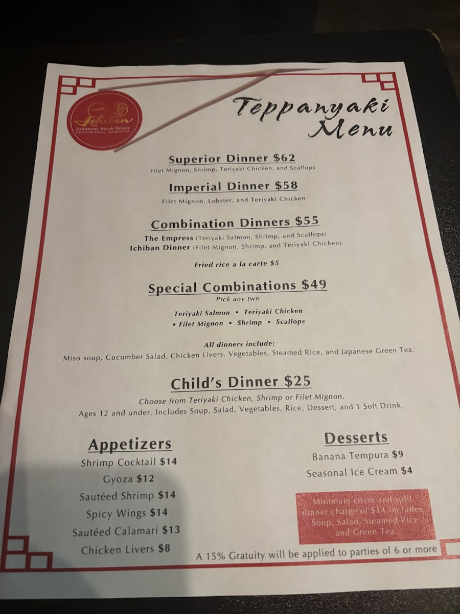 Ichiban Japanese Steakhouse & Pub Photo Menu 4