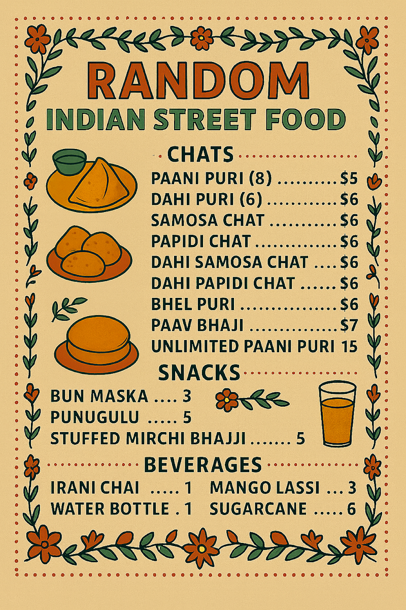 Random - Indian Street Food Photo Menu 1