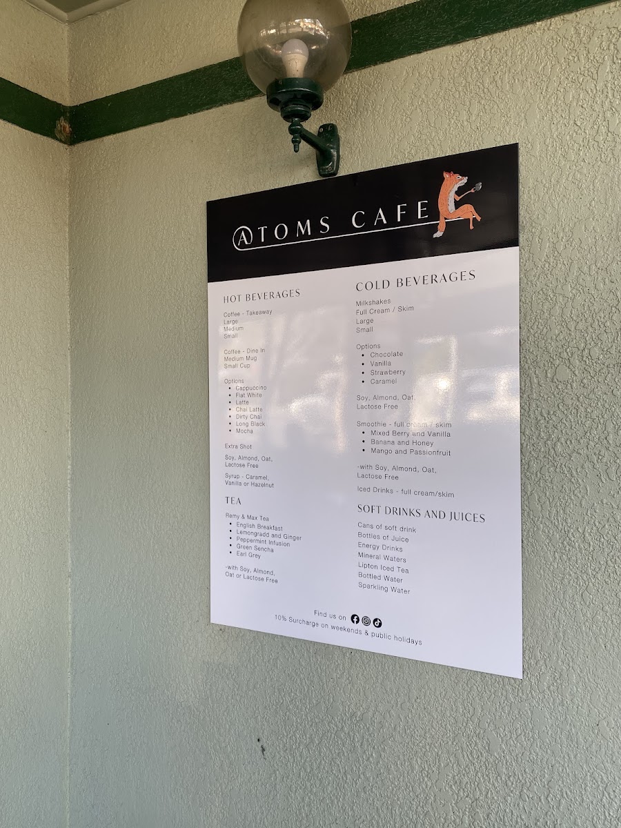 At Tom's Cafe Photo Menu 1
