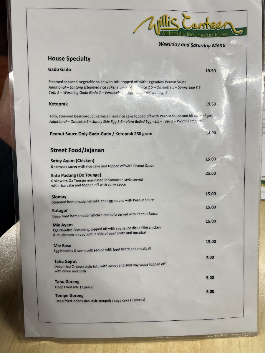 Willis Canteen Photo Menu 2