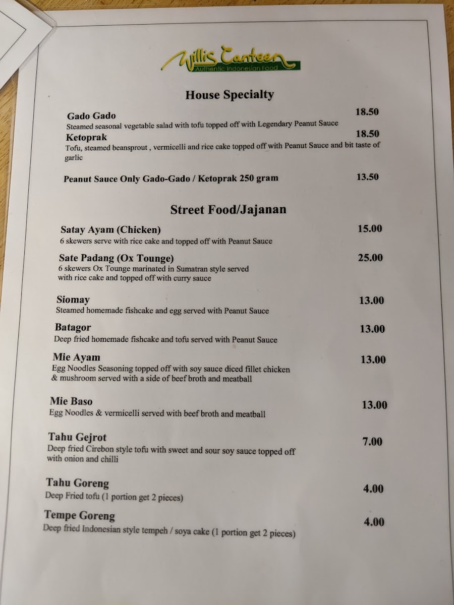 Willis Canteen Photo Menu 3