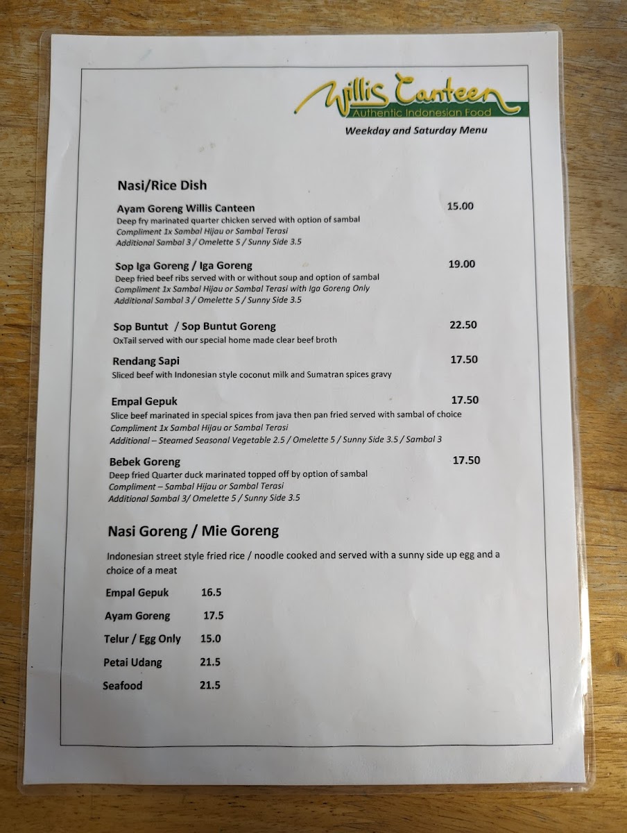 Willis Canteen Photo Menu 8
