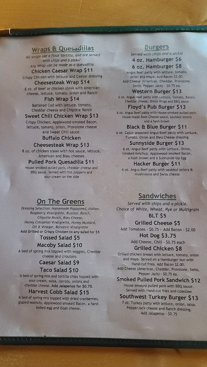 Wetlands Bar & Restaurant Photo Menu 1