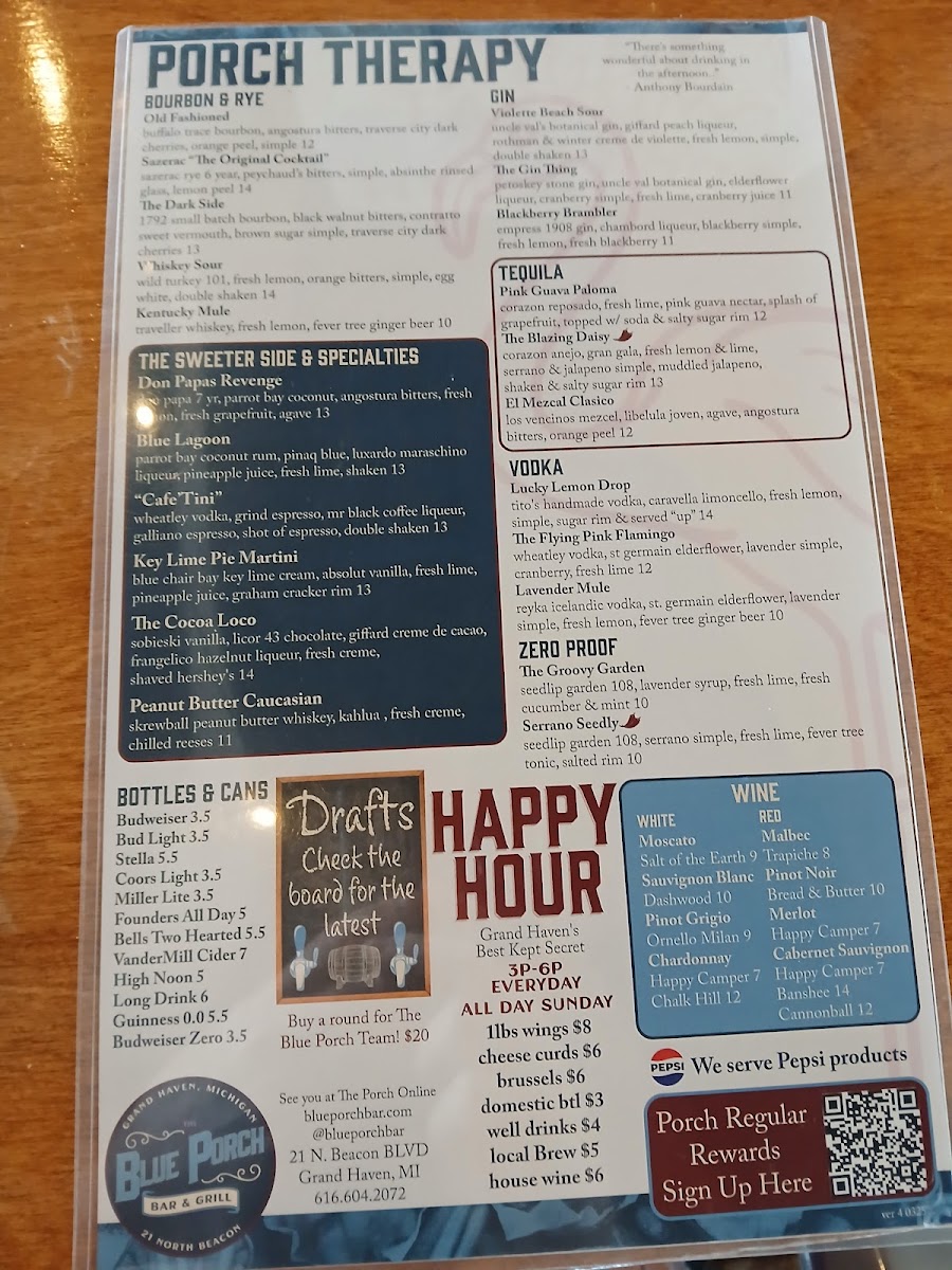The Blue Porch Bar & Grill Photo Menu 2
