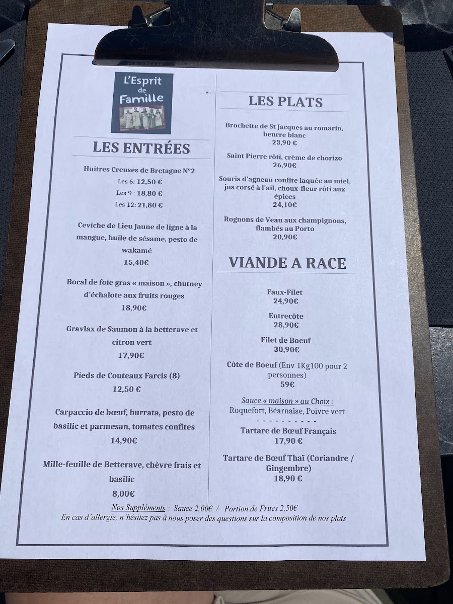 L'esprit de famille - Le bistrot Photo Menu 3