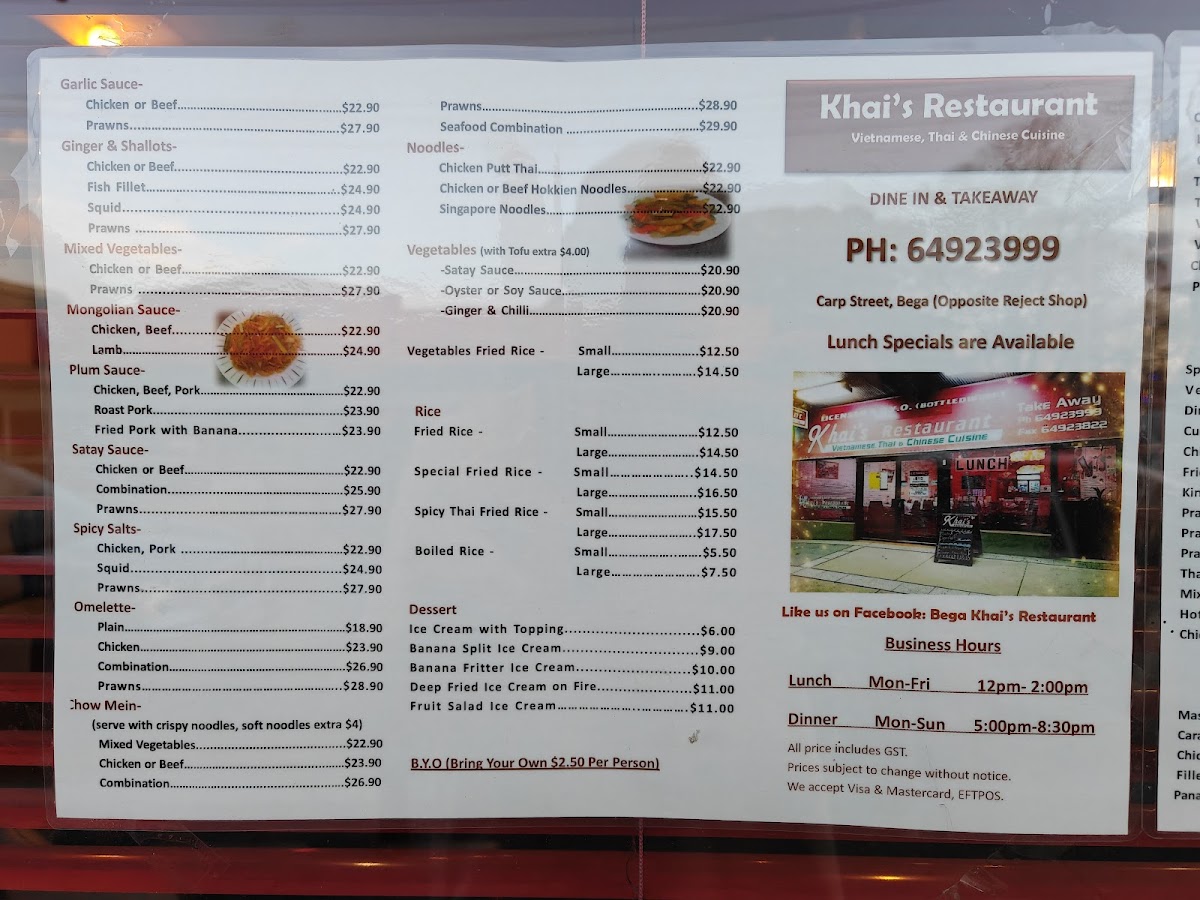 Khais Restaurant Photo Menu 2