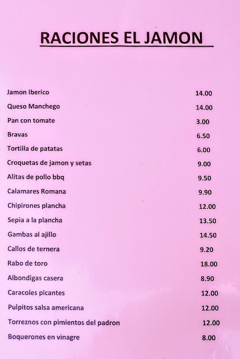 El Jamón / Bar Restaurante Photo Menu 1