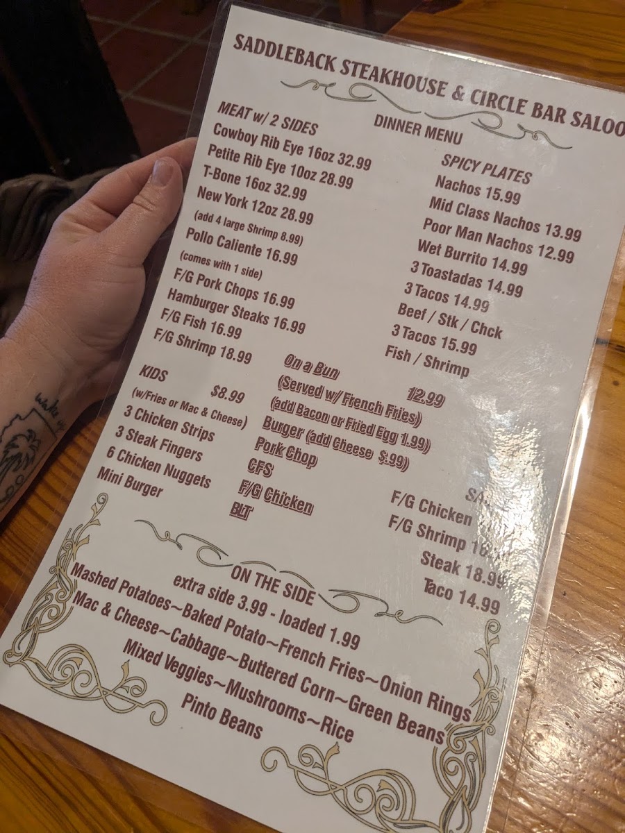 Saddleback Steakhouse Photo Menu 2