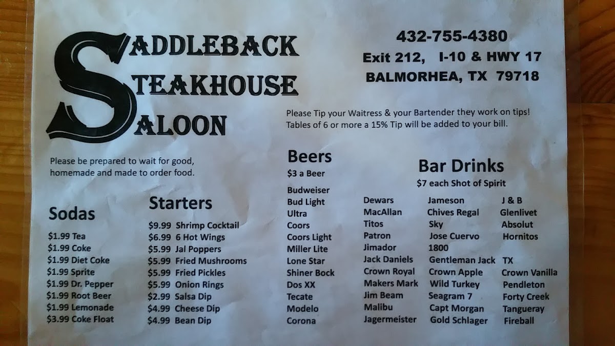 Saddleback Steakhouse Photo Menu 4