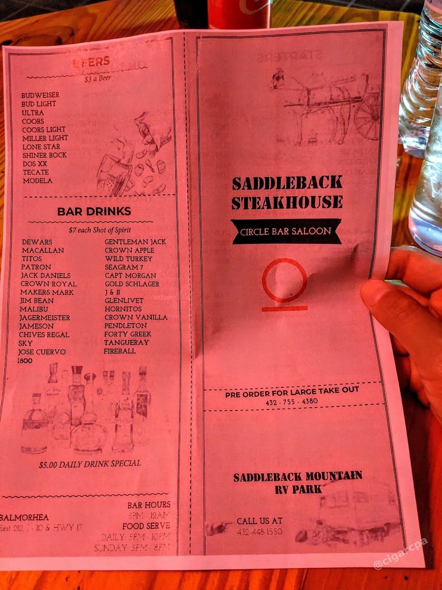 Saddleback Steakhouse Photo Menu 5