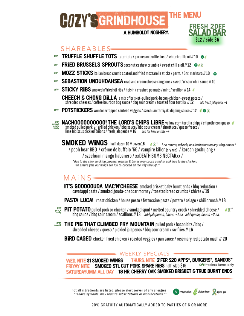 Cozy's Grindhouse Photo Menu 3