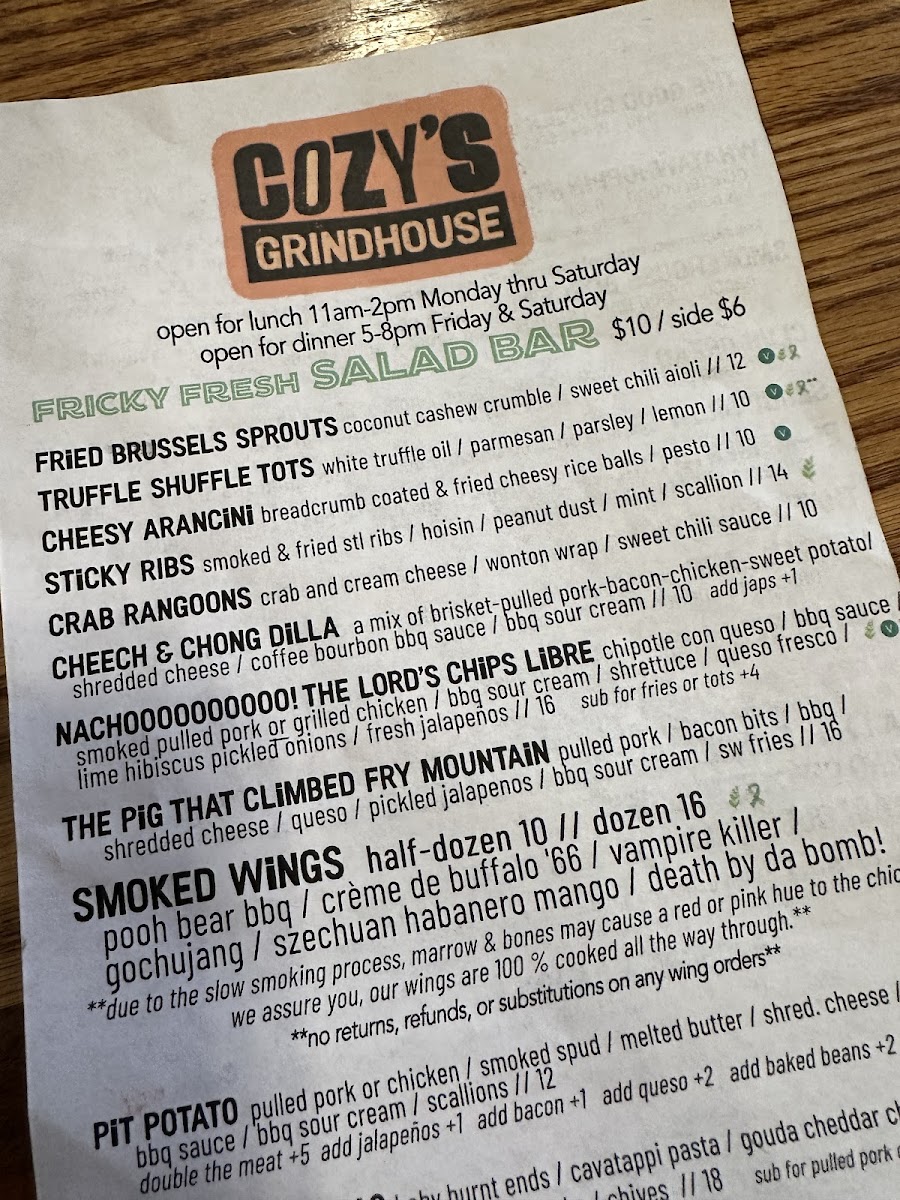 Cozy's Grindhouse Photo Menu 6
