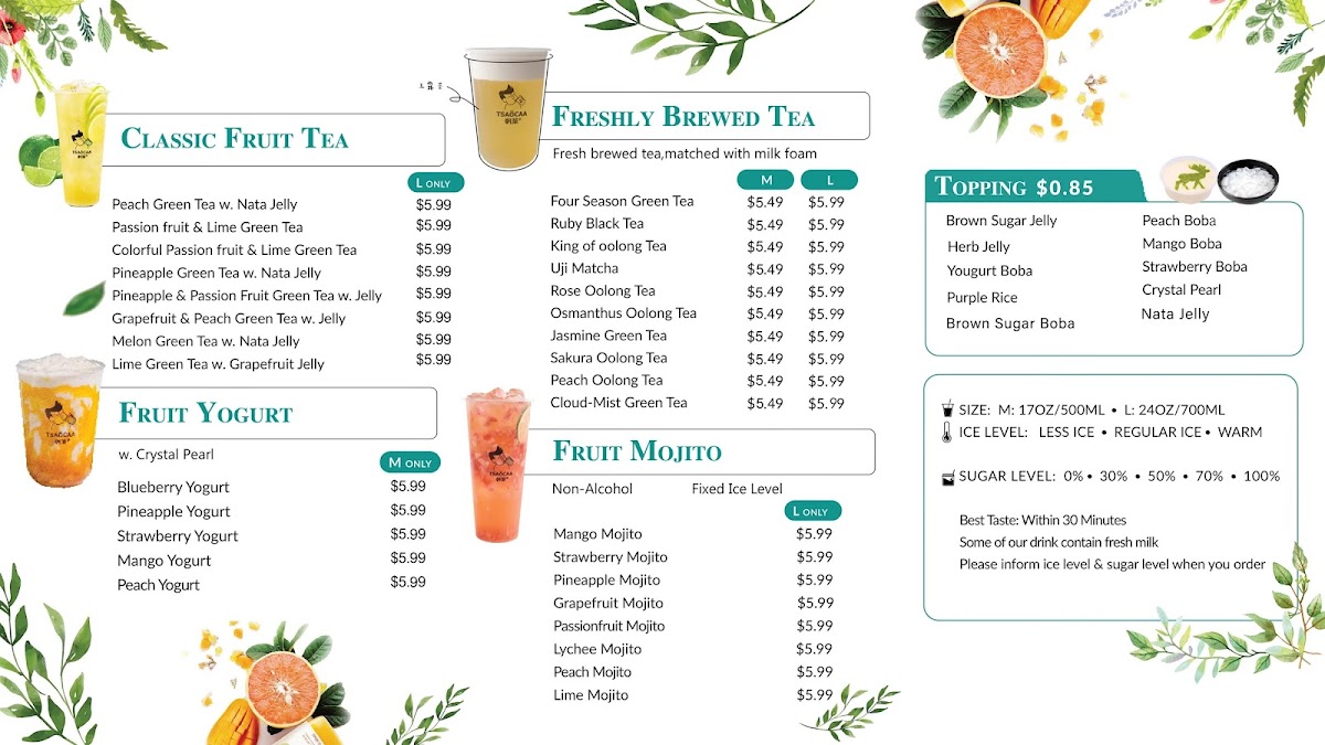 Tsaocaa Fresh Boba Tea Photo Menu 3
