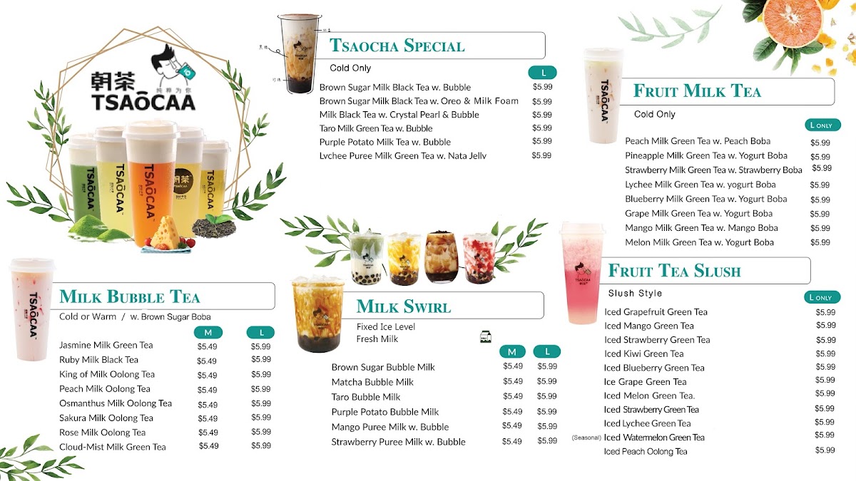 Tsaocaa Fresh Boba Tea Photo Menu 5