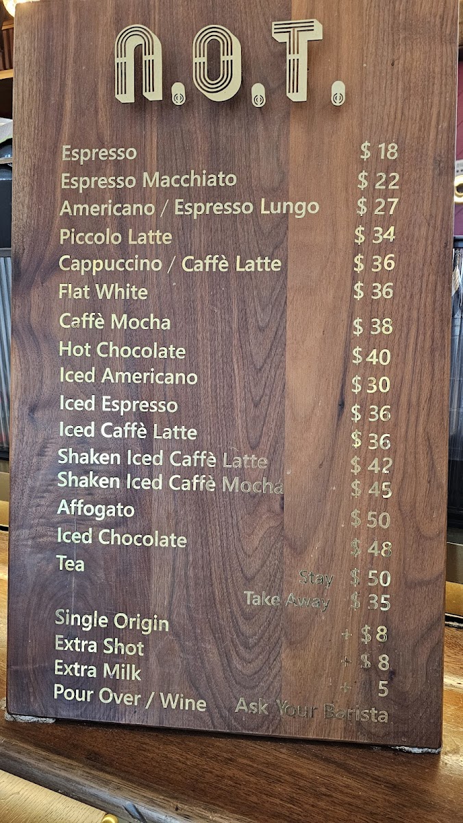 n.o.t. Specialty Coffee (Hysan Place) Photo Menu 1
