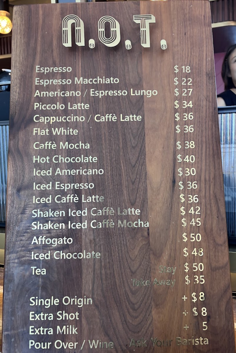 n.o.t. Specialty Coffee (Hysan Place) Photo Menu 3