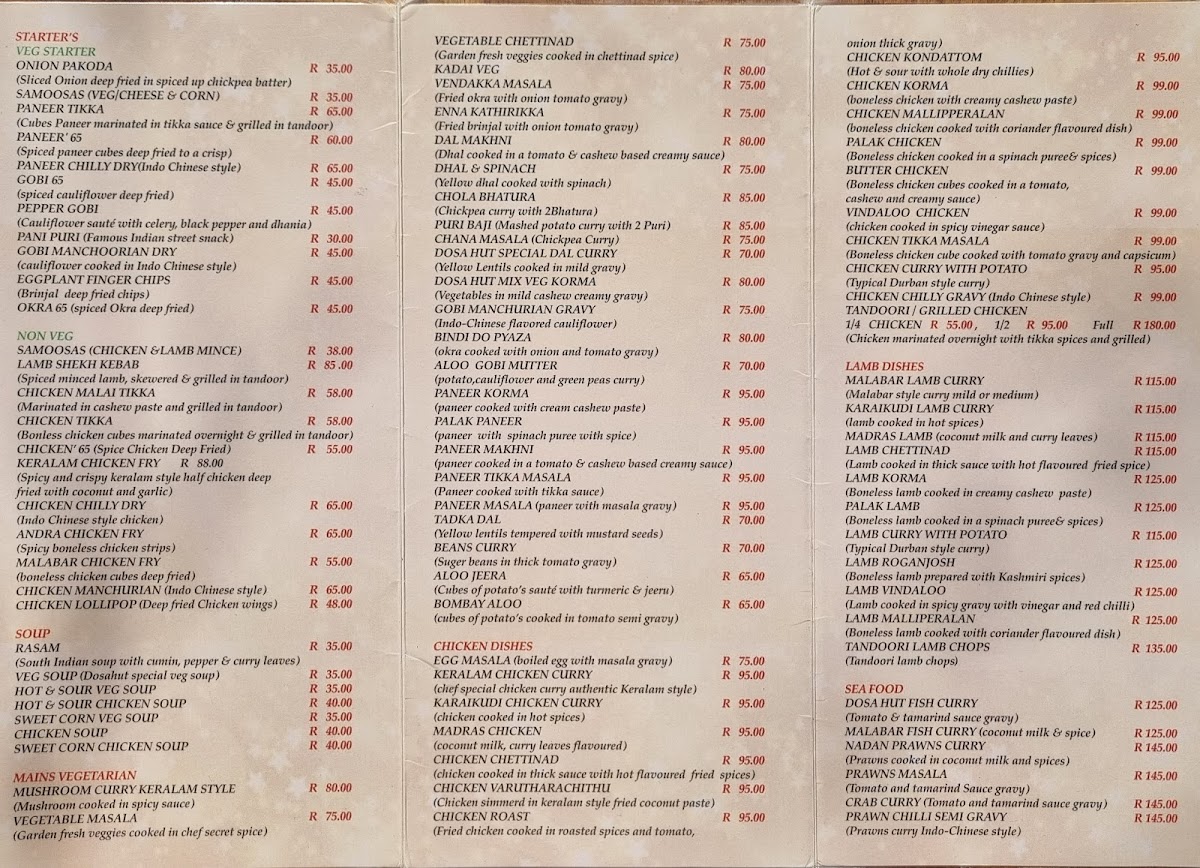 Dosa Hut Centurion Photo Menu 1