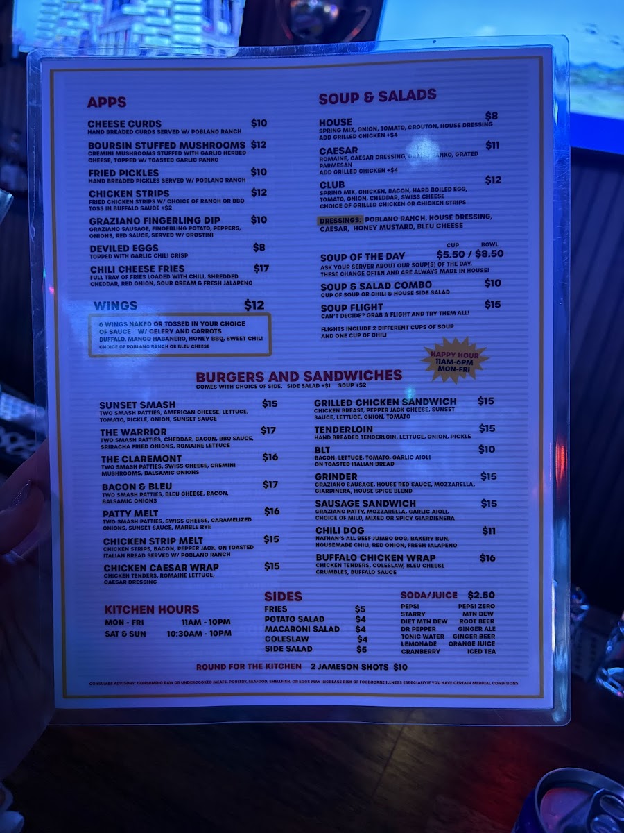 Sunset Lounge Photo Menu 2